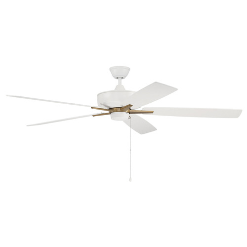 Craftmade Lighting Super Pro 60 White & Satin Brass Ceiling Fan by Craftmade Lighting S60WSB5-60WWOK