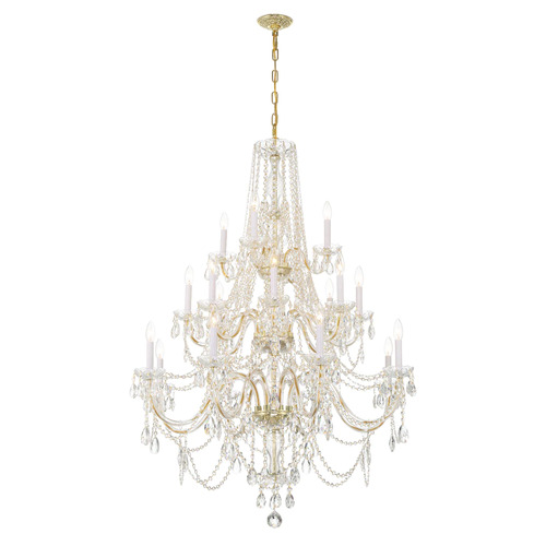 Traditional Crystal 20-Light Chandelier in Brass by Crystorama