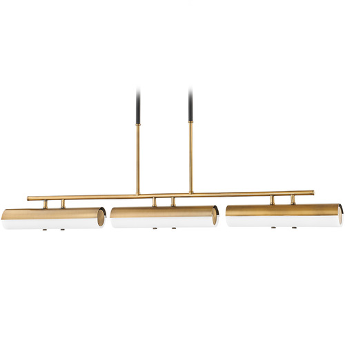 Troy Lighting Troy Lighting Titus Patina Brass & Soft Black LED Island Light with Cylindrical Shade F3248-PBR/SBK