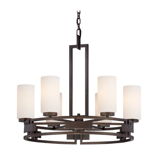 Designers Fountain Lighting Chandelier with White Glass in Flemish Bronze Finish 83886-FBZ