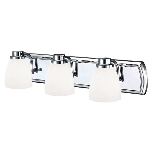 Design Classics Lighting 3-Light Bathroom Light in Chrome with Glossy Opal Bell Glass 1203-26 GL1024MB