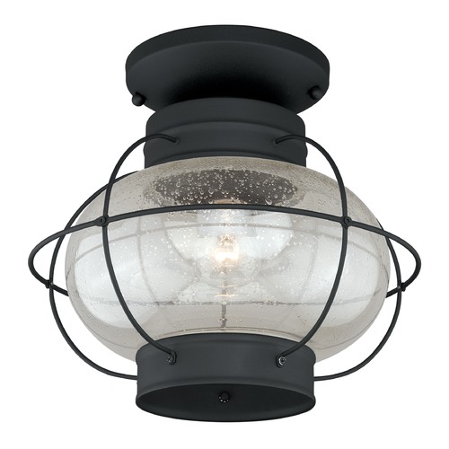 Seeded Glass Outdoor Flush Mount in Black by Vaxcel Lighting
