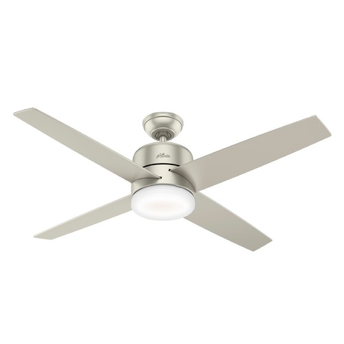 Hunter Fan Company Hunter 54-Inch Matte Nickel LED Ceiling Fan with Light with Hand-Held Remote 59367