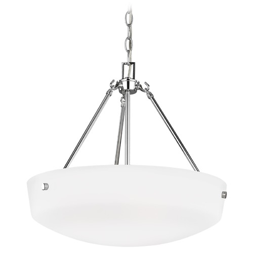 Generation Lighting Kerrville Chrome Pendant Light with Bowl / Dome Shade 6615203-05