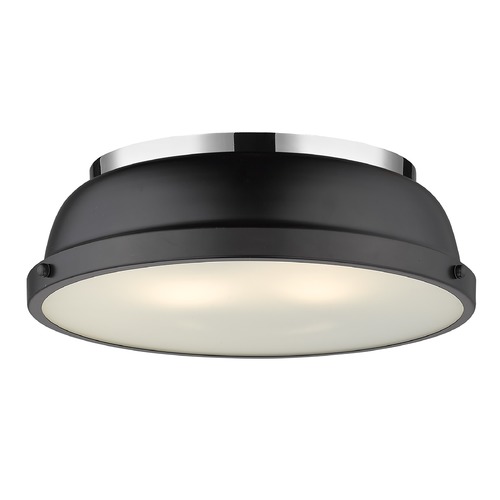 Duncan Flush Mount in Chrome & Matte Black by Golden Lighting