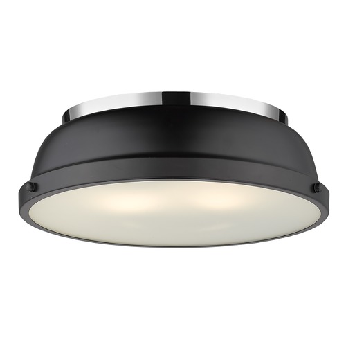 Golden Lighting Duncan Flush Mount in Chrome & Matte Black by Golden Lighting 3602-14CH-BLK