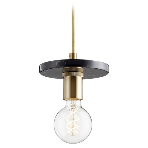 Quorum Lighting Aged Brass & Black Marble Mini Pendant by Quorum Lighting 822-1580