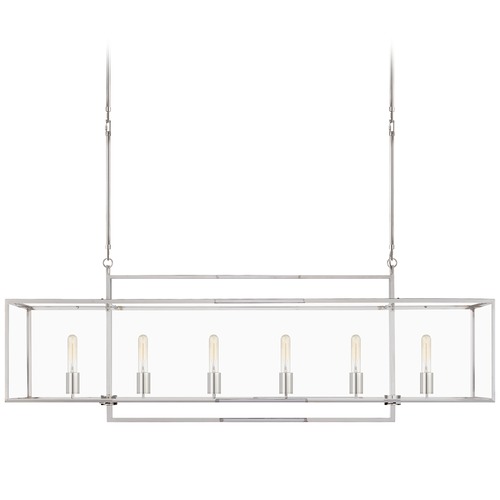 Visual Comfort Signature Collection Ian K. Fowler Halle Linear Pendant in Nickel by Visual Comfort Signature S5195PNCG