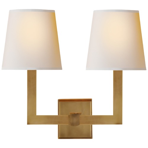 Visual Comfort Signature Collection E.F. Chapman Square Tube Sconce in Antique Brass by Visual Comfort Signature SL2820HABNP