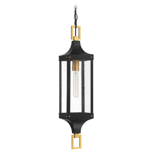 Savoy House Lighting Glendale Matte Black and Weathered Brushed Brass Outdoor Hanging Light