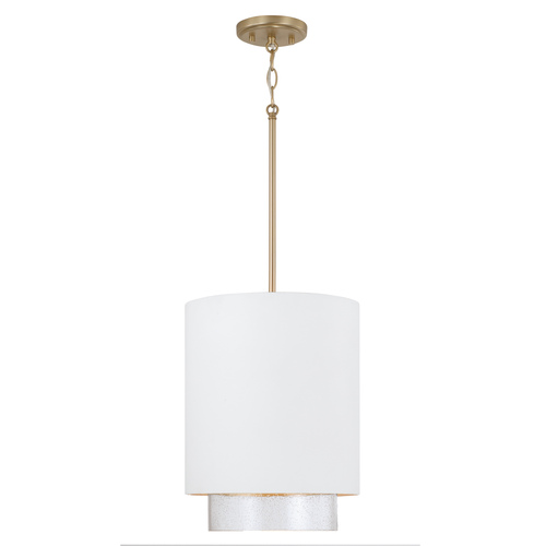 Capital Lighting Weller Matte Brass and White Pendant Light with Cylindrical Shade