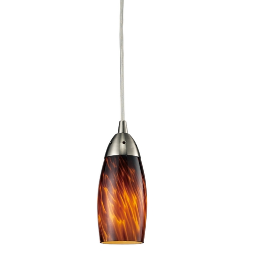 Elk Lighting Modern Mini-Pendant Light with Brown Glass 110-1ES
