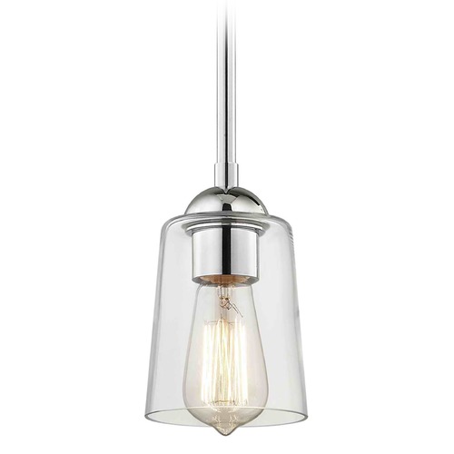 Design Classics Lighting Chrome Mini-Pendant Light with Cone Shade 581-26 GL1027-CLR