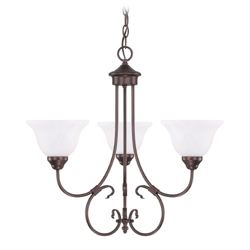 Hometown 24-Inch 3-Light Chandelier in Bronze with Faux Alabaster