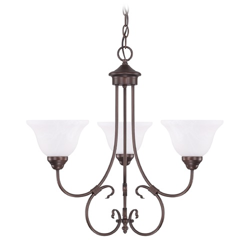 HomePlace by Capital Lighting Hometown 24-Inch 3-Light Chandelier in Bronze with Faux Alabaster 3223BZ-220