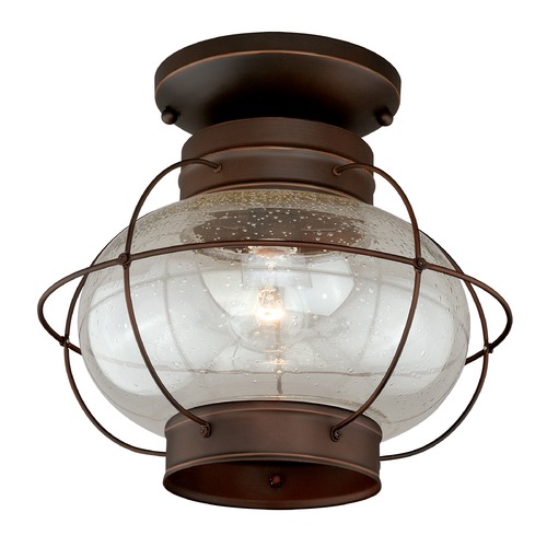 Seeded Glass Outdoor Flush Mount in Bronze by Vaxcel Lighting