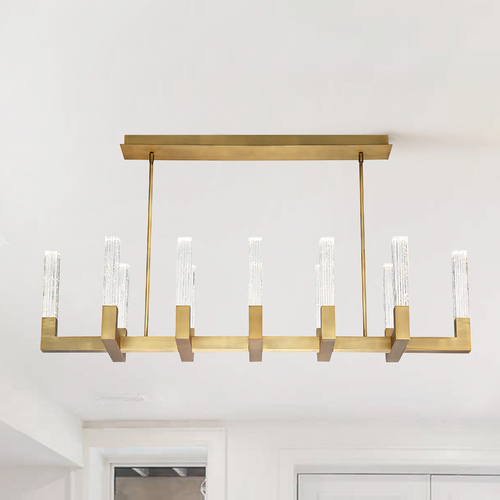 Cinema 54-Inch Linear LED Chandelier in Aged Brass by Modern Forms