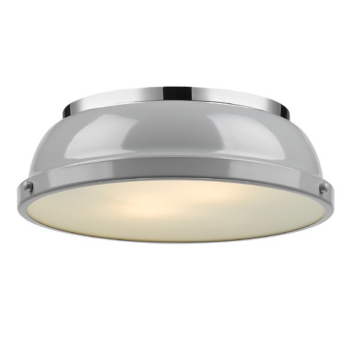 Golden Lighting Duncan Flush Mount in Chrome & Gray by Golden Lighting 3602-14CH-GY