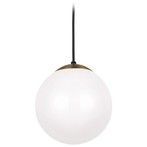Leo 10-Inch LED Globe Pendant in Satin Brass by Visual Comfort Studio