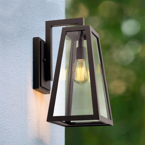 Kichler Lighting Delison Large Rubbed Bronze Outdoor Wall Light with Clear Tempered Glass 49332RZ