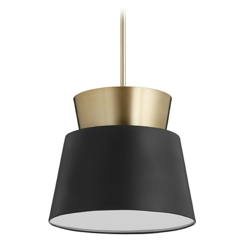Noir / Aged Brass Pendant with Empire Shade by Quorum Lighting
