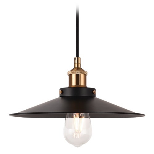 Matteo Lighting Bulstrodes Workshop Aged Gold & Black Pendant by Matteo Lighting C46112AGBK