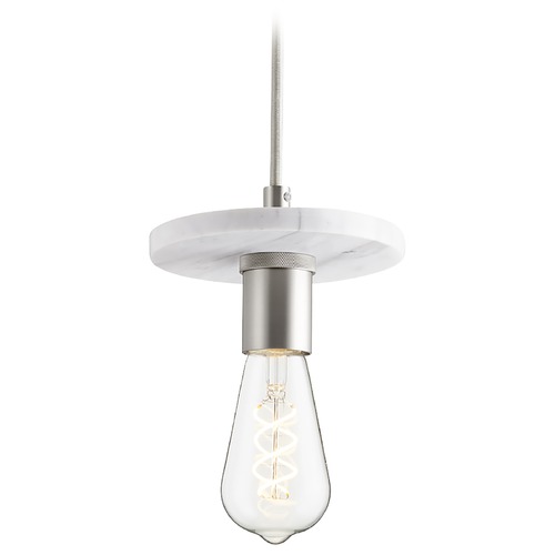 Quorum Lighting Satin Nickel & White Marble Mini Pendant by Quorum Lighting 822-0665