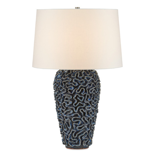 Currey and Company Lighting Currey and Company Milos Blue Table Lamp with Empire Shade 6000-0745