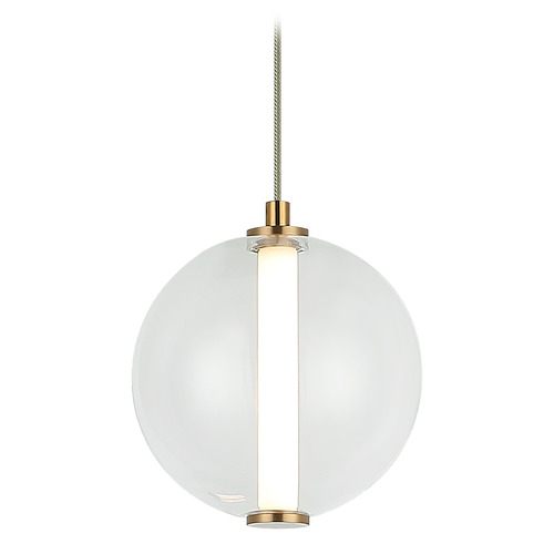 Matteo Lighting Belange Aged Gold Brass LED Mini-Pendant by Matteo Lighting C69601AGCL