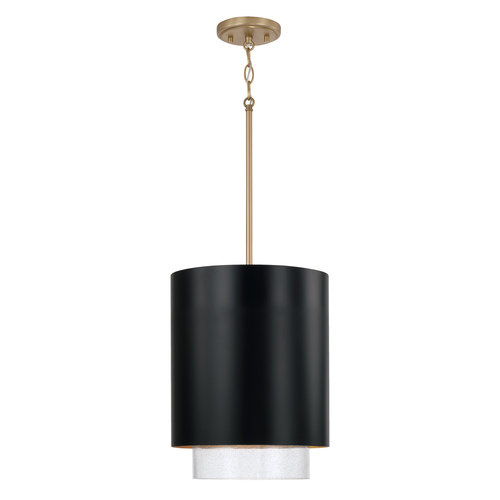 Capital Lighting Capital Lighting Weller Matte Brass and Black Pendant Light with Cylindrical Shade 353011RK
