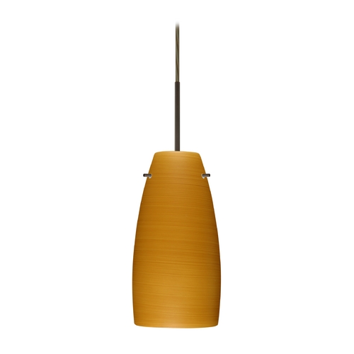 Besa Lighting Modern Pendant Light Brown Glass Bronze by Besa Lighting 1JT-1512OK-BR