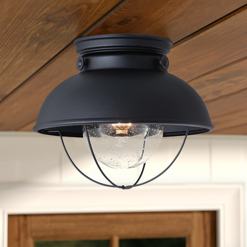 Generation Lighting Sebring Outdoor Flush Mount in Black by Generation Lighting 8869-12