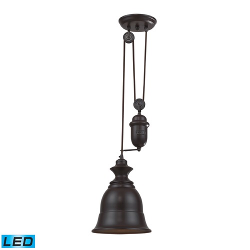 Elk Lighting Elk Lighting Farmhouse Oiled Bronze LED Mini-Pendant Light with Bell Shade 65070-1-LED