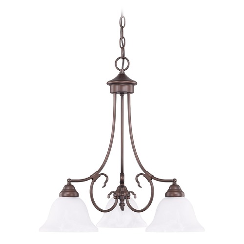 HomePlace by Capital Lighting Hometown 22-Inch 3-Light Chandelier in Bronze with Faux Alabaster 3224BZ-220