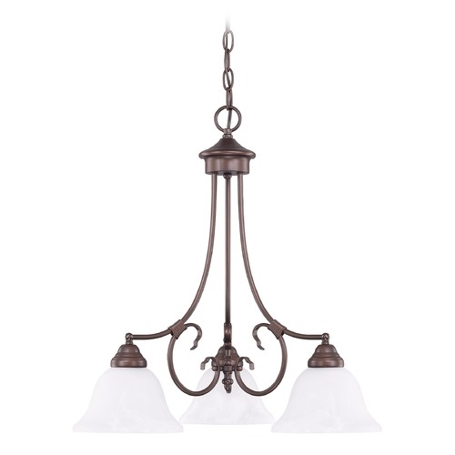 Hometown 22-Inch 3-Light Chandelier in Bronze with Faux Alabaster