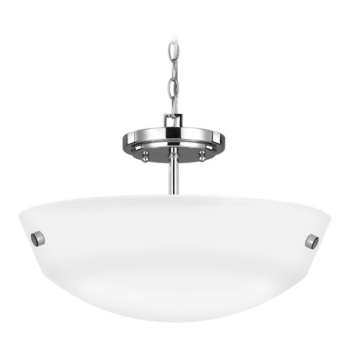 Generation Lighting Kerrville Chrome Pendant Light with Bowl / Dome Shade 7715202-05