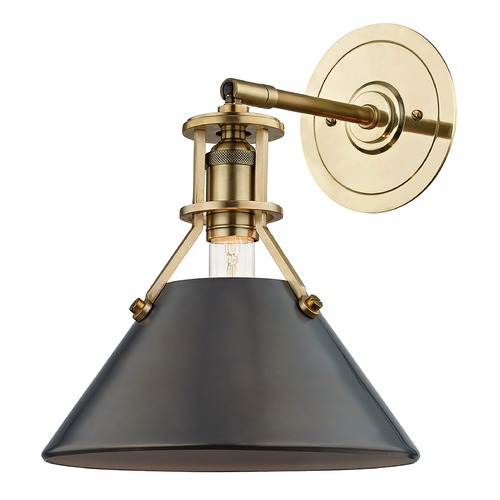 Metal No. 2 Aged Brass Pendant with Antique Bronze Metal Shade by Hudson Valley Lighting
