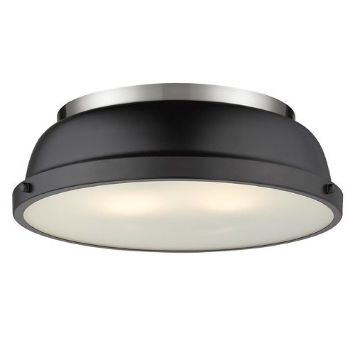 Golden Lighting Duncan Flush Mount in Chrome & Matte Black by Golden Lighting 3602-14PW-BLK