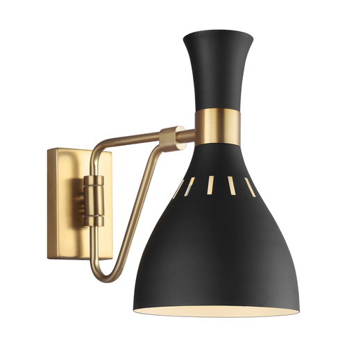 Visual Comfort Studio Collection ED Ellen-DeGeneres Joan Midnight Black & Burnished Brass Adjustable Sconce by Visual Comfort Studio EW1061MBK