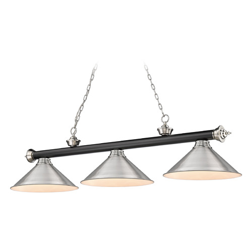 Cordon Matte Black & Brushed Nickel Billiard Light by Z-Lite