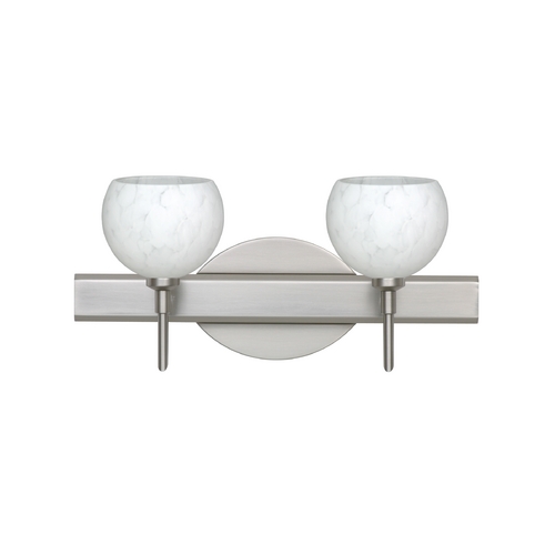 Modern Bathroom Light White Glass Satin Nickel by Besa Lighting