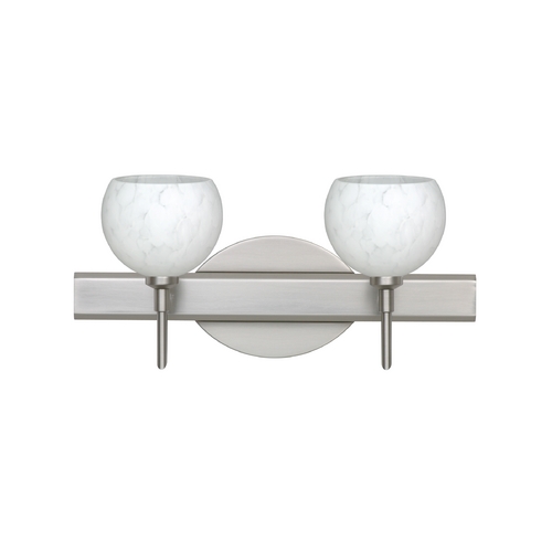 Besa Lighting Modern Bathroom Light White Glass Satin Nickel by Besa Lighting 2SW-565819-SN