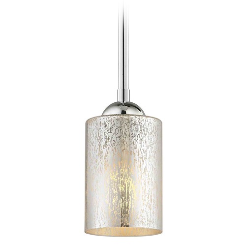 Chrome Mini-Pendant Light Mercury Glass Cylindrical