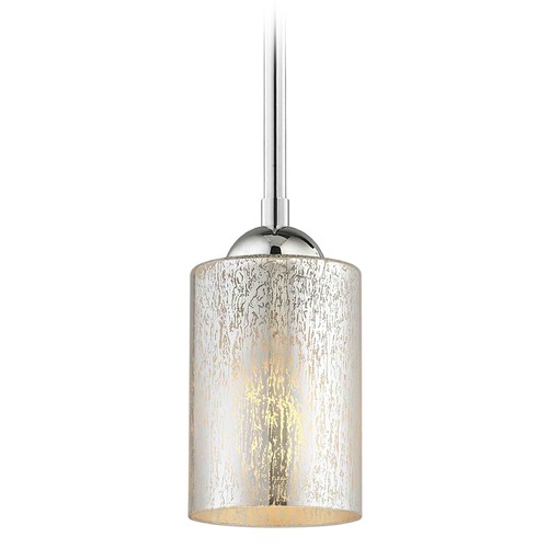 Design Classics Lighting Chrome Mini-Pendant Light Mercury Glass Cylindrical 581-26 GL1039C