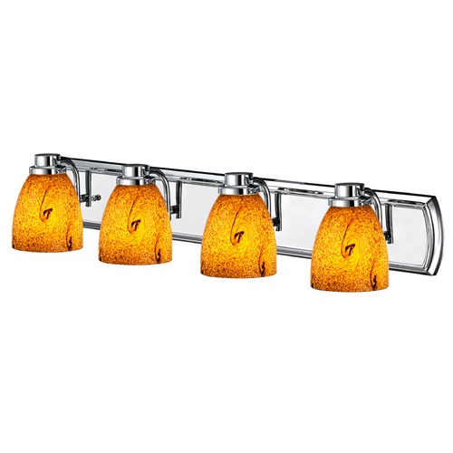 Design Classics Lighting Bath Bar with Four Lights in Chrome with Bell Glass 1204-26 GL1001MB