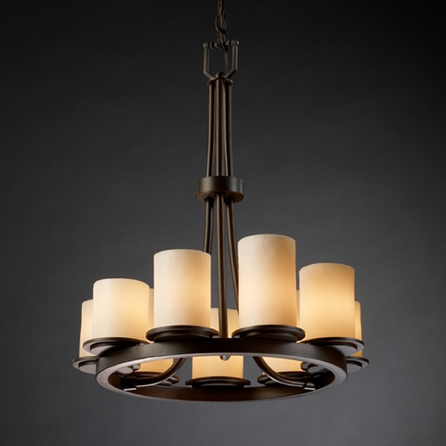 Justice Design Group Justice Design Candlearia 9-Light Chandelier in Dark Bronze CNDL-8766-10-CREM-DBRZ