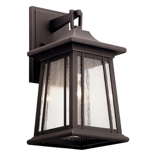 Kichler Lighting Taden Medium Rubbed Bronze Outdoor Wall Light with Clear Seeded Glass 49909RZ
