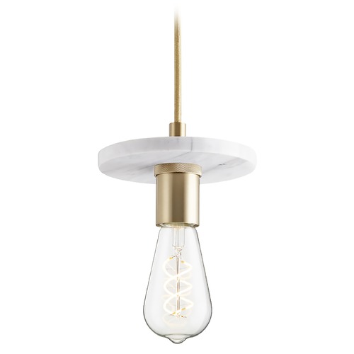 Quorum Lighting Aged Brass & White Marble Mini Pendant by Quorum Lighting 822-0680