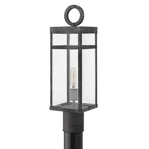 Porter 12V Medium Post Top Lantern in Aged Zinc by Hinkley Lighting