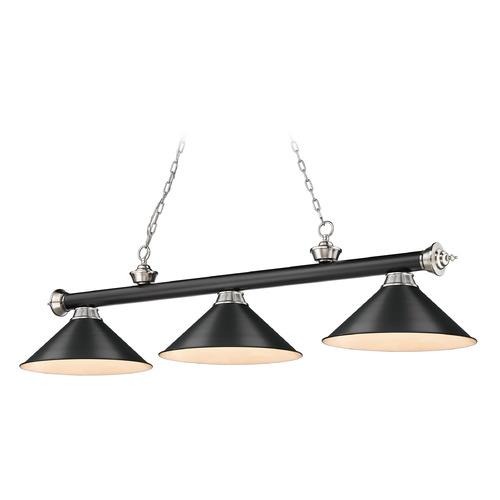 Z-Lite Cordon Matte Black & Brushed Nickel Billiard Light by Z-Lite 2306-3MB-BN-MB15